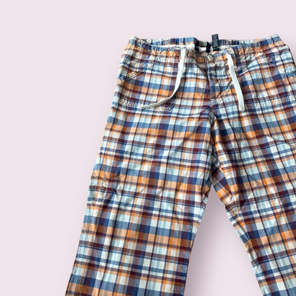 Women’s American Eagle Outfitters Orange Blue White Plaid Capri Pants Size 8 - Picture 3 of 10